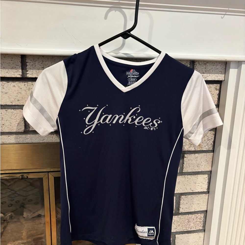 Majestic Blue and White Yankees Tee Short Sleeve